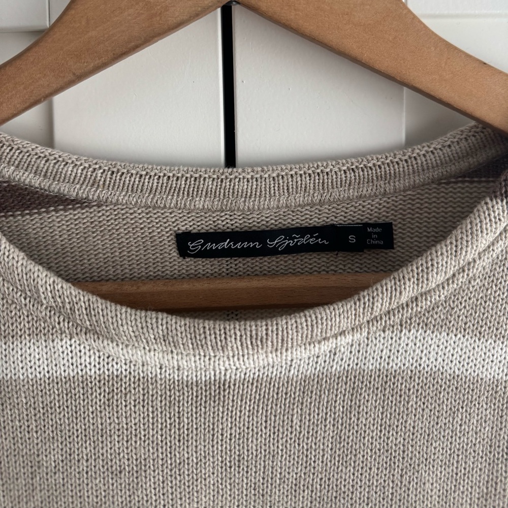 Gudrun Sjoden Striped Linen Organic Cotton Blend Sweater Size Small - Picture 3 of 4